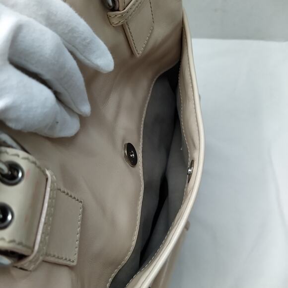 Marc Jacobs Beige Leather Double Pushlock Double Handles Tote Shoulder Bag - Picture 9 of 16